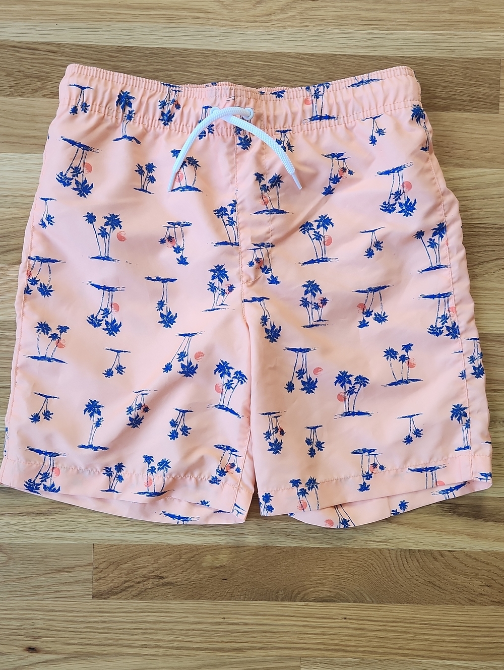 The Children's Place Orange Swim Trunks with Navy Palm Print